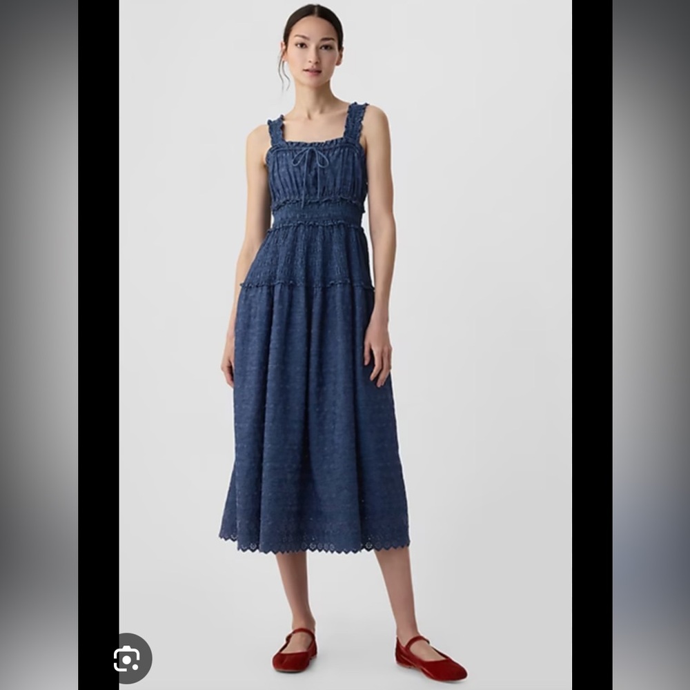 Gap x Doen denim eyelet midi dress XS